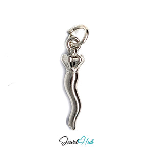 Twisted long pepper charm in silver-tone stainless steel - JewelHub