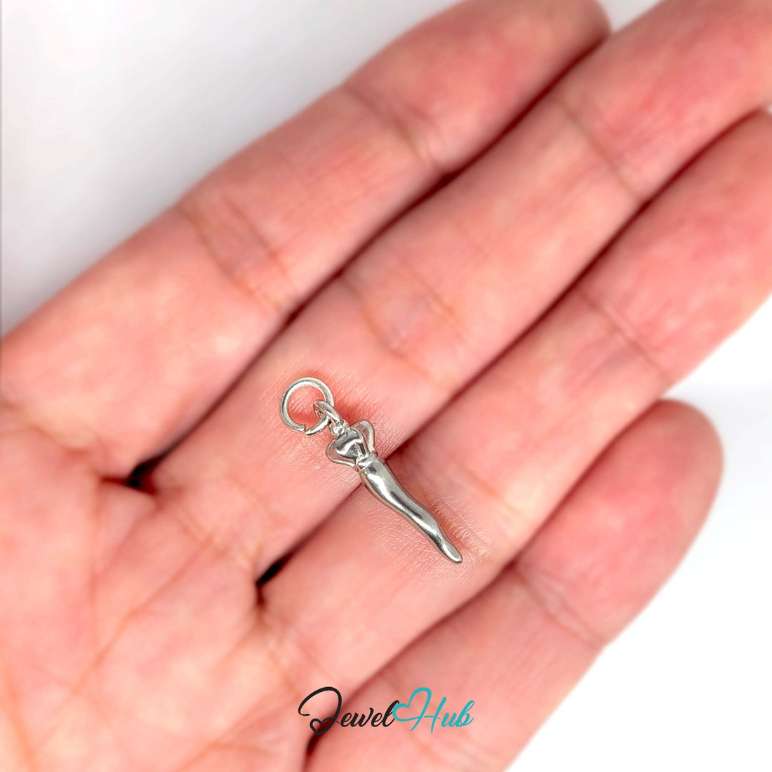 Twisted long pepper charm in silver-tone stainless steel - JewelHub