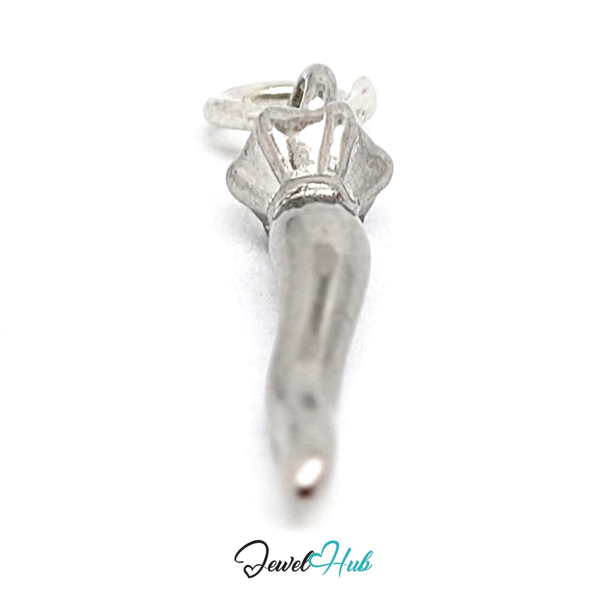 Side view of the silver-tone twisted long pepper charm - JewelHub