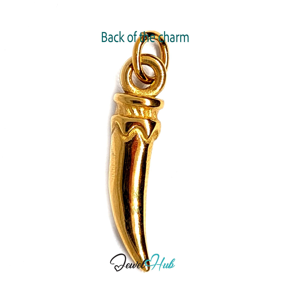 Back of the gold-tone large long pepper charm showing the reverse - JewelHub
