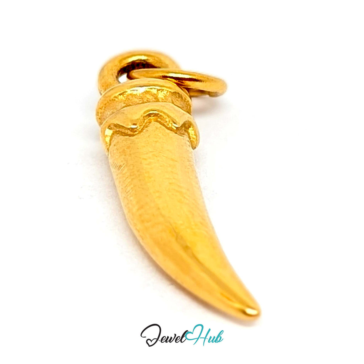 Side view of the gold-tone large long pepper charm - JewelHub