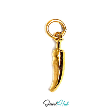 Mini chilli pepper charm in gold-tone stainless steel - JewelHub