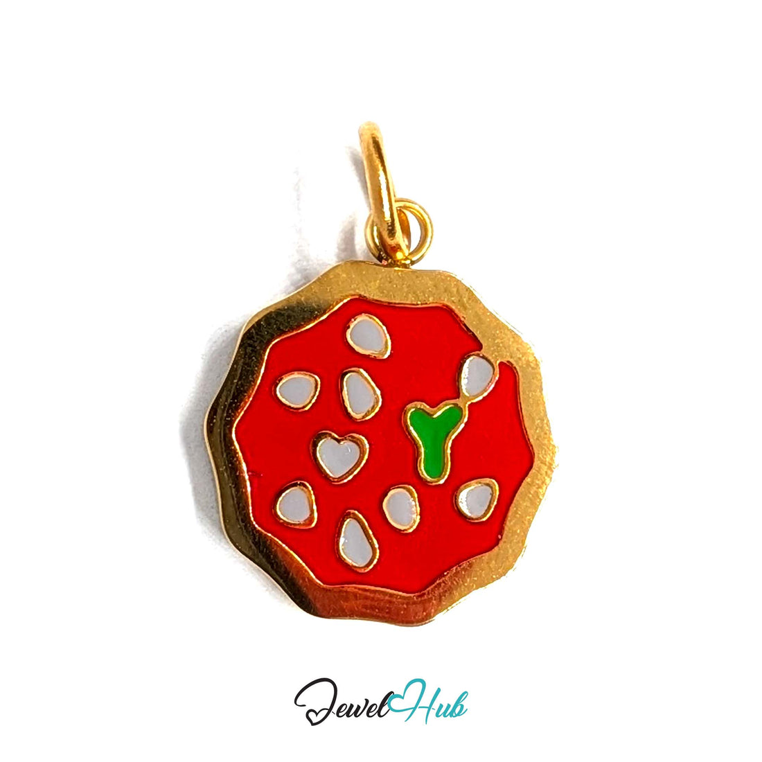 Pizza charm in gold-tone stainless steel - JewelHub
