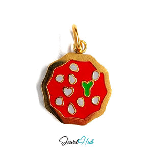 Pizza charm in gold-tone stainless steel - JewelHub