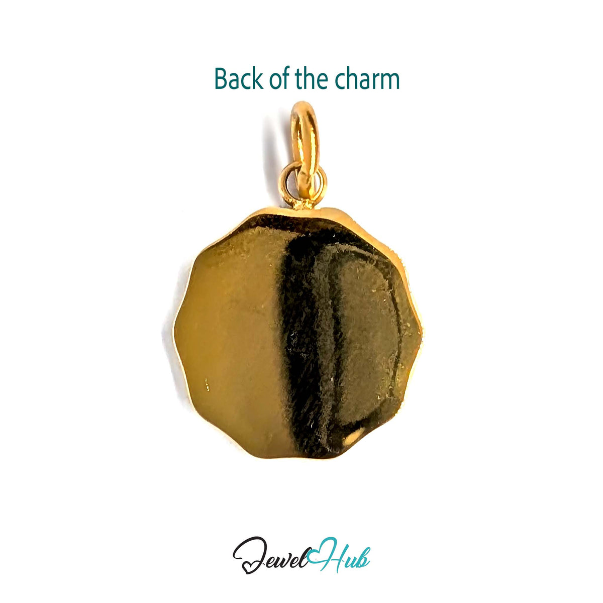 Back of the gold-tone pizza charm showing the sculpted reverse - JewelHub