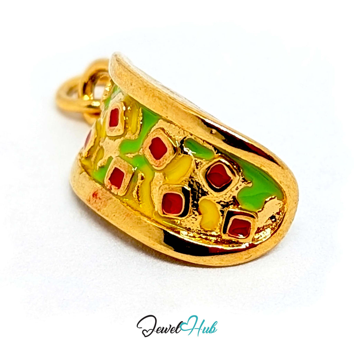 Side view of the gold-tone taco charm - JewelHub
