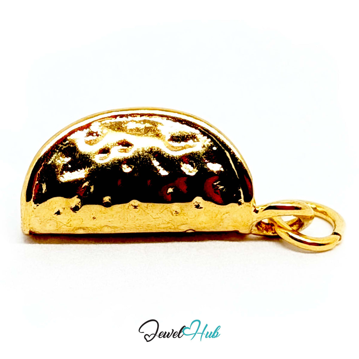 Close-up of the gold-tone taco charm detail - JewelHub