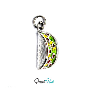 Taco charm in silver-tone stainless steel - JewelHub