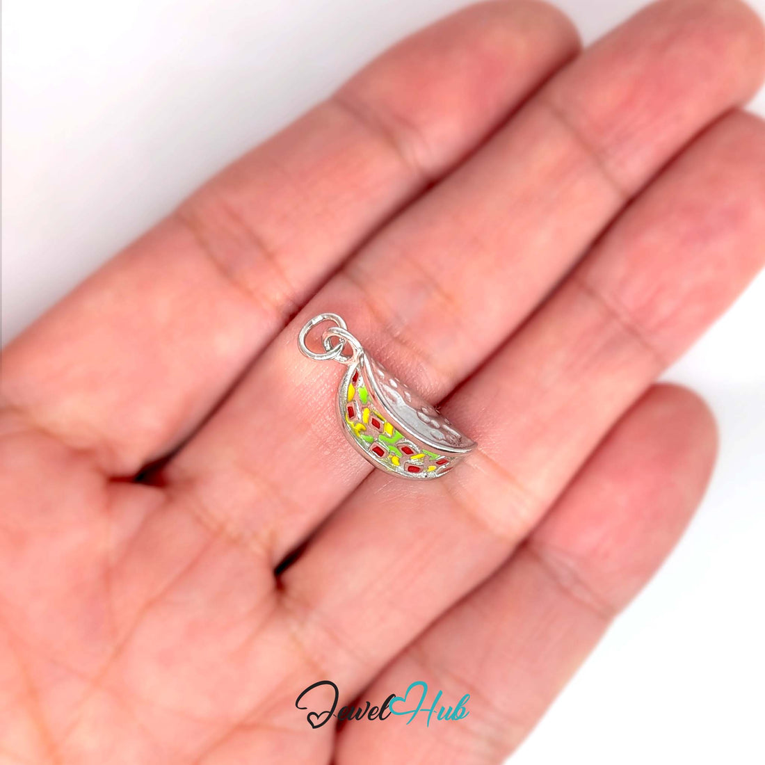 Taco charm in silver-tone stainless steel - JewelHub
