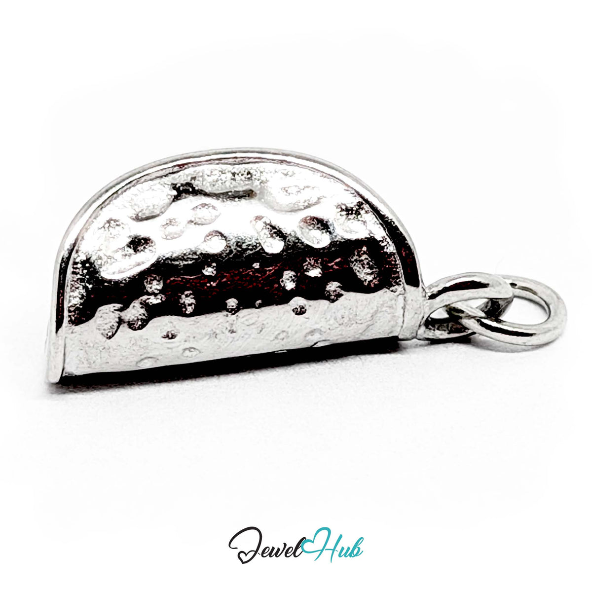 Close-up of the silver-tone taco charm detail - JewelHub