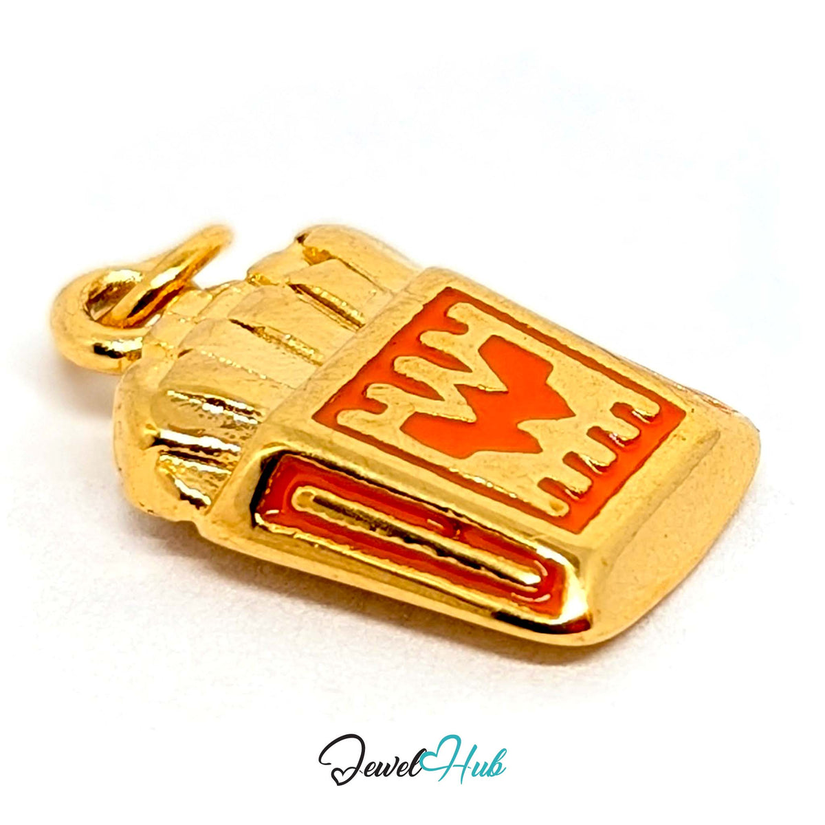 Side view of the gold-tone orange enamel French fries charm - JewelHub