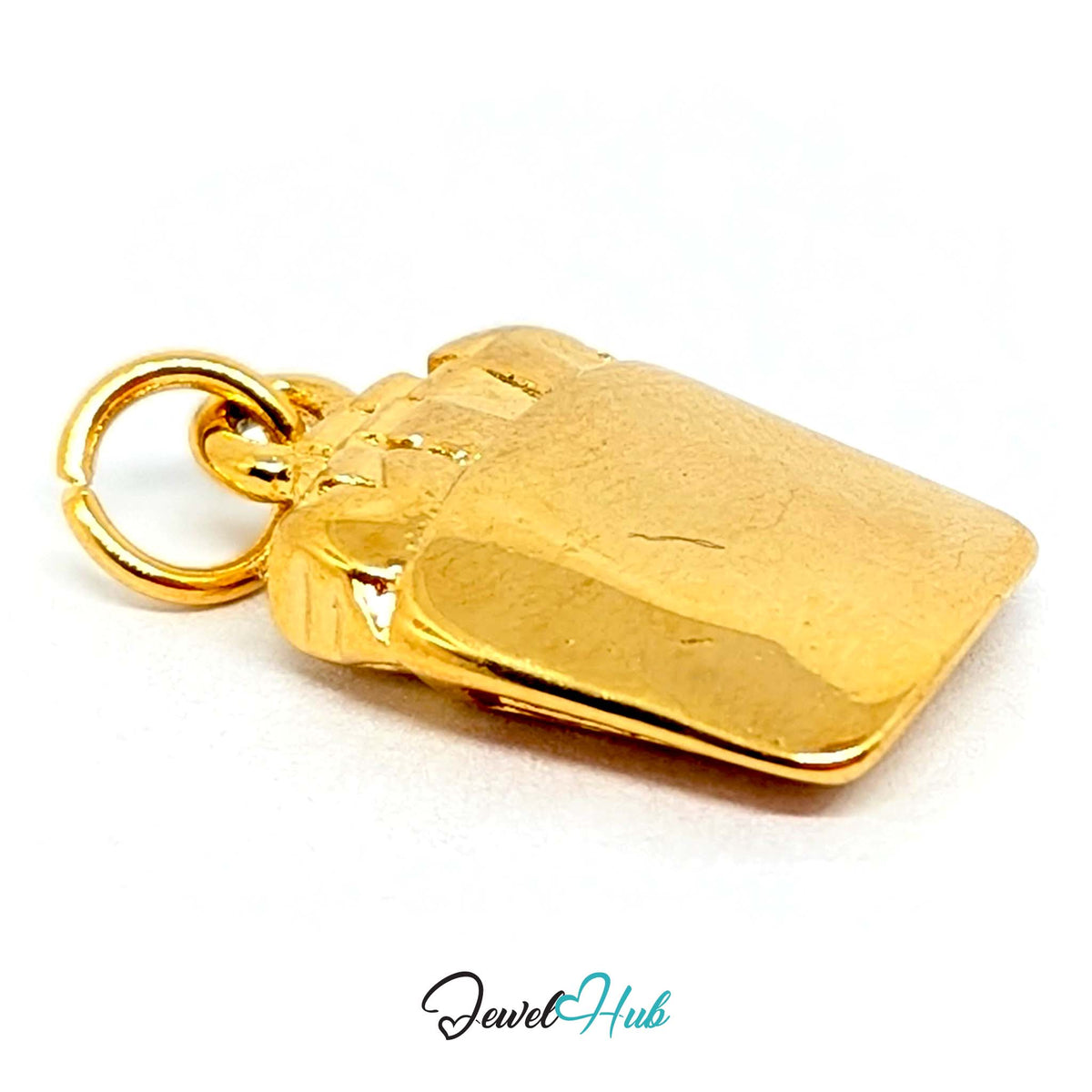 Close-up of the gold-tone orange enamel French fries charm detail - JewelHub