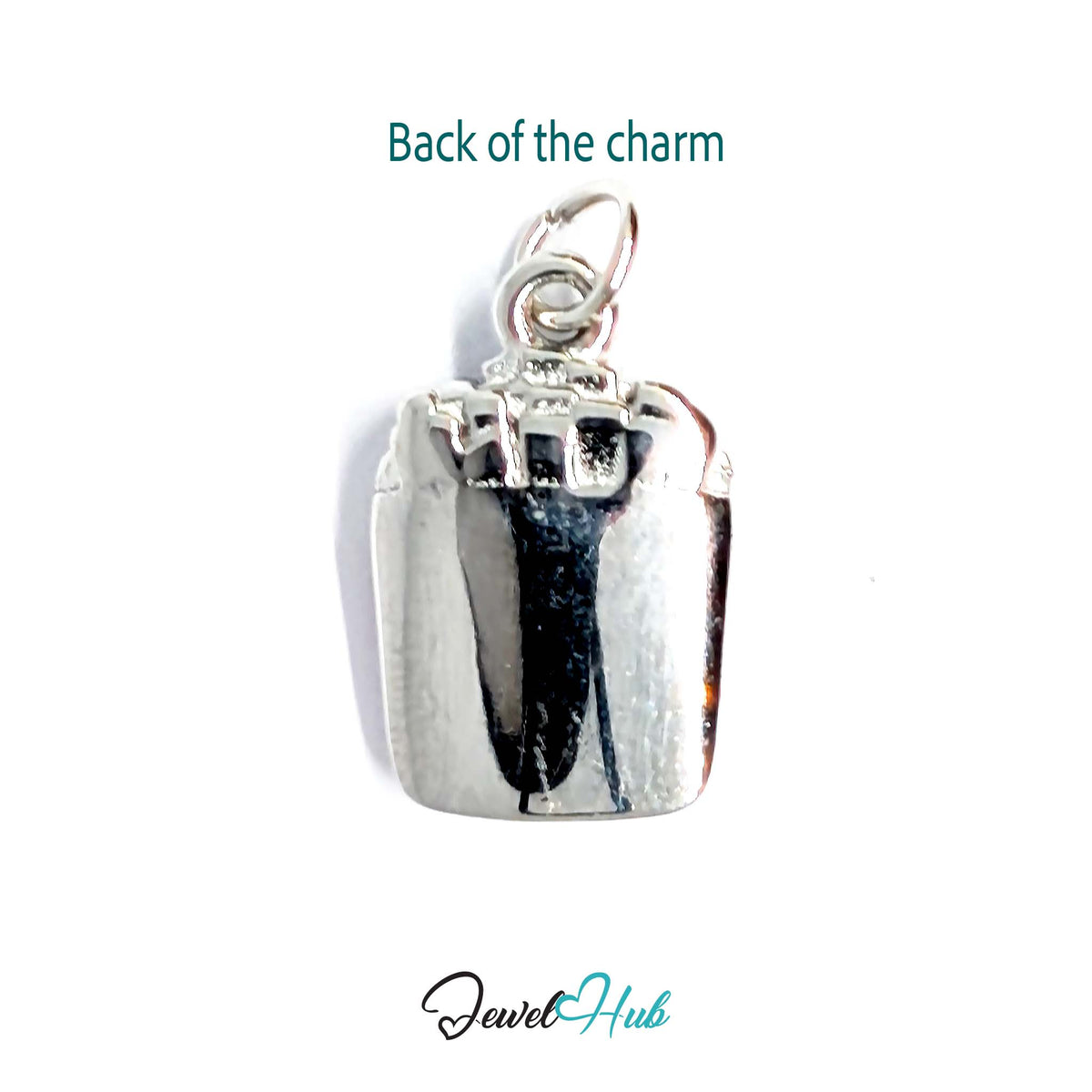 Back of the silver-tone orange enamel French fries charm showing the sculpted reverse - JewelHub