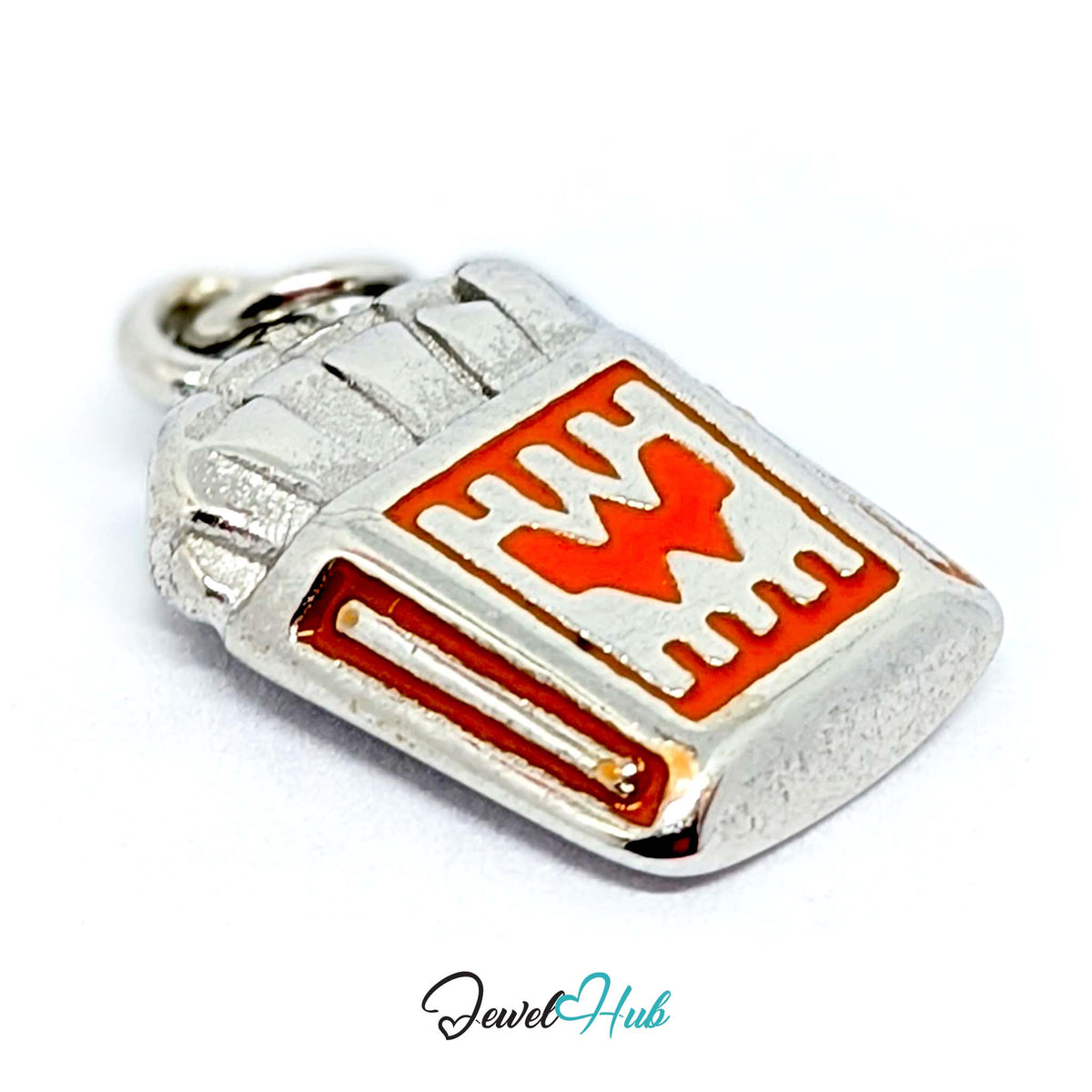 Side view of the silver-tone orange enamel French fries charm - JewelHub