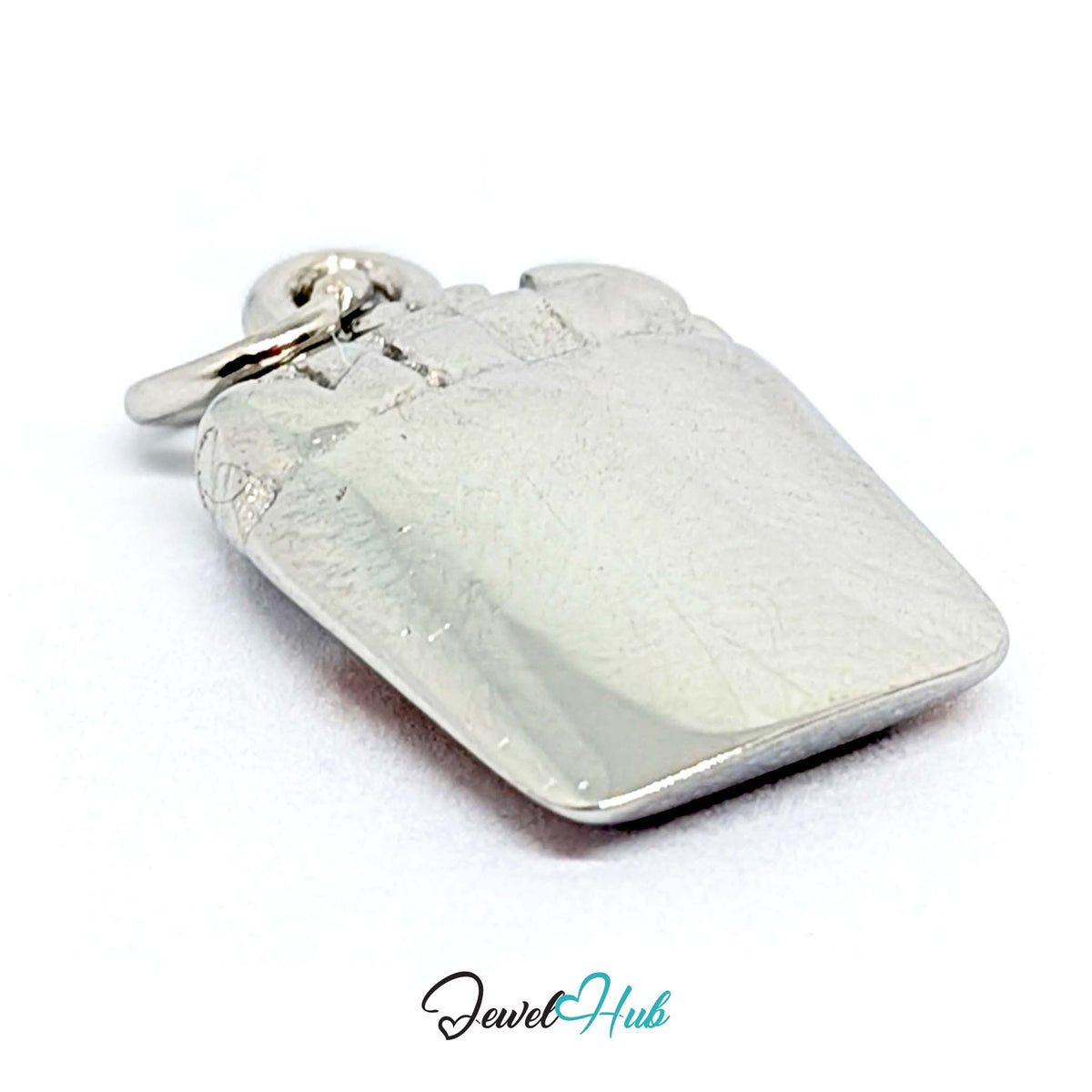 Close-up of the silver-tone orange enamel French fries charm detail - JewelHub