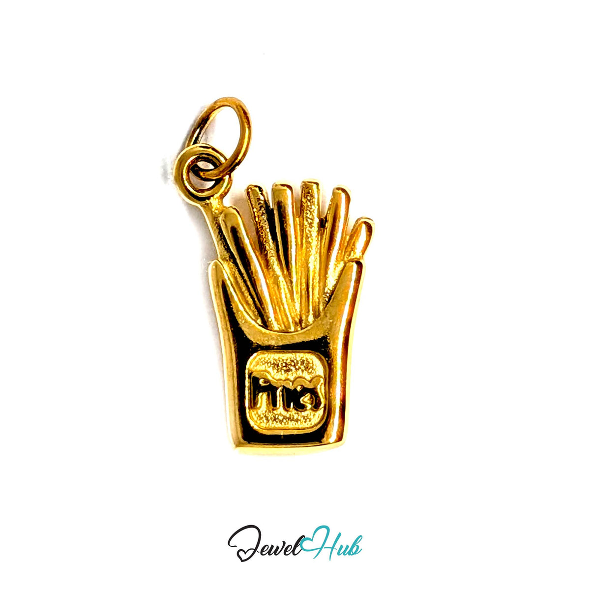 French fries charm in gold-tone stainless steel - JewelHub