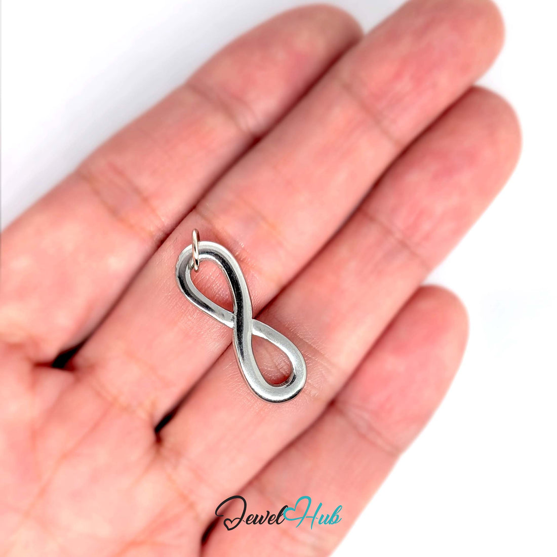Infinity charm in silver-tone stainless steel - JewelHub