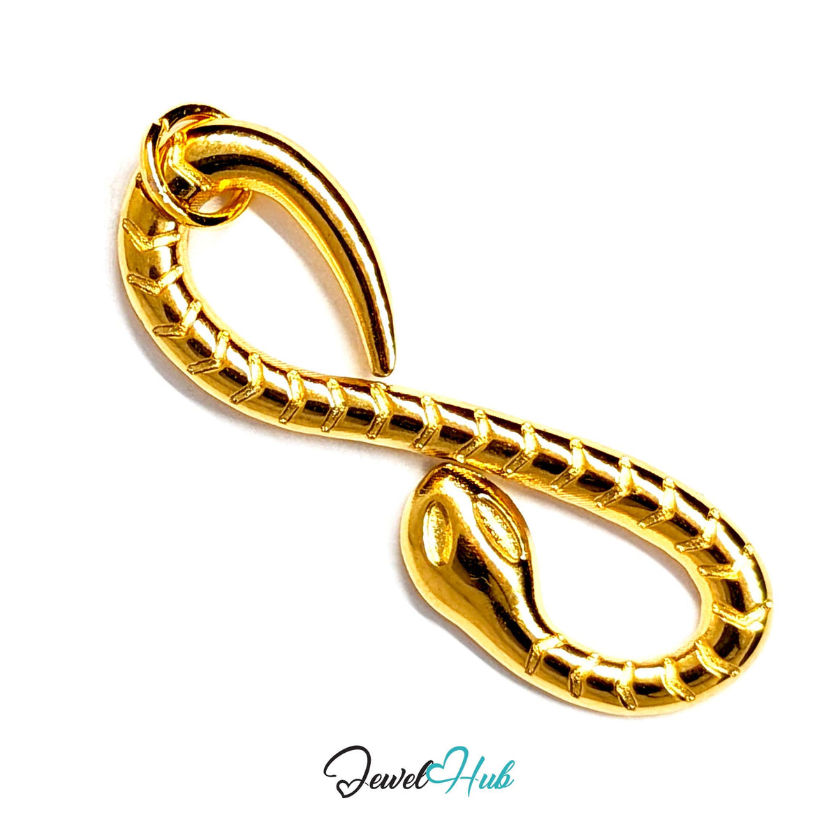 Infinity snake charm in gold-tone stainless steel - JewelHub