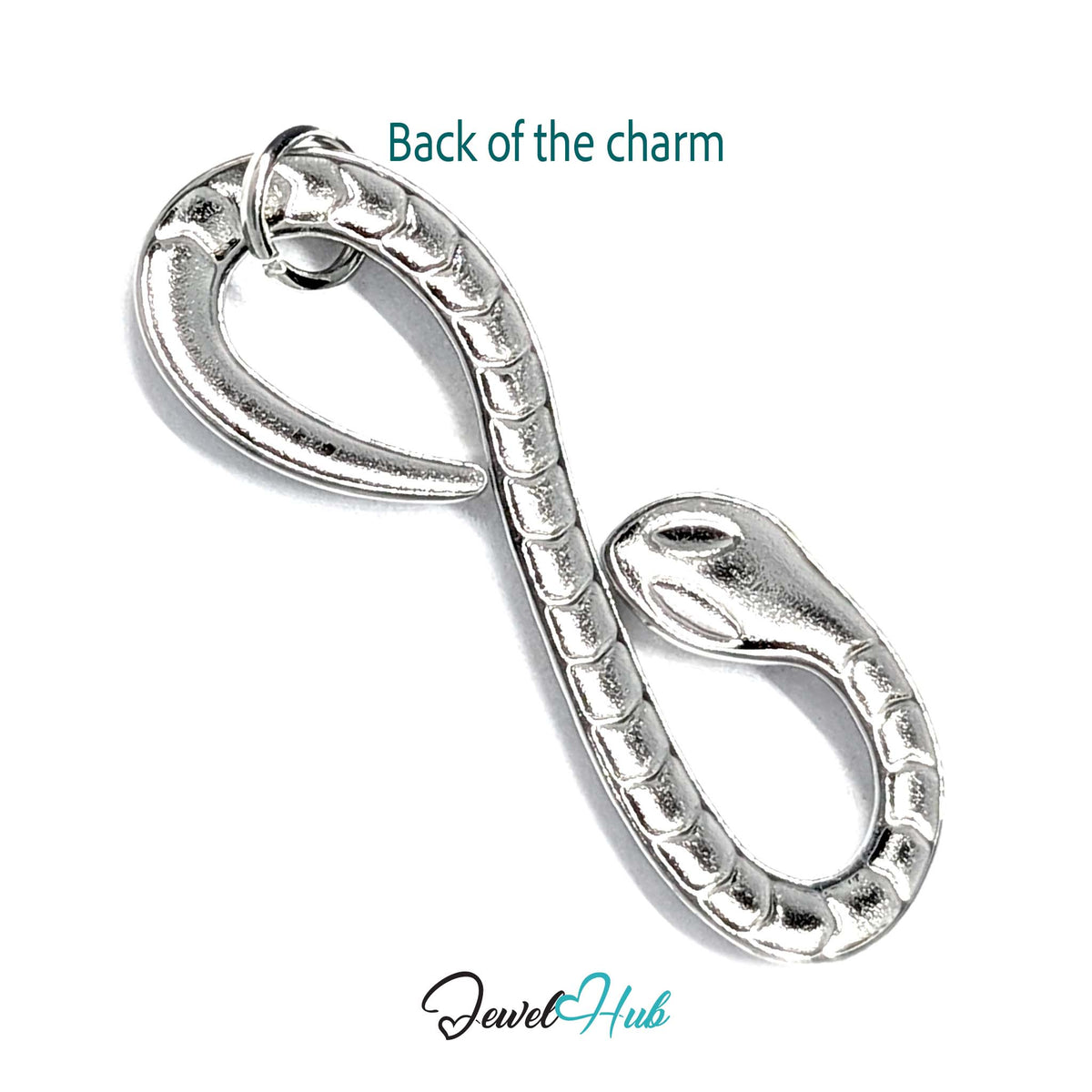 Back of the silver-tone infinity snake charm - JewelHub