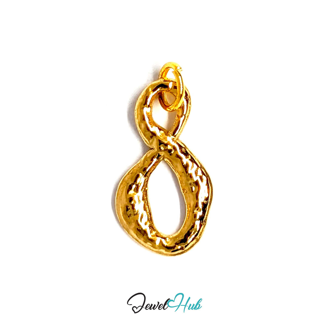 Textured infinity charm in gold-tone stainless steel - JewelHub
