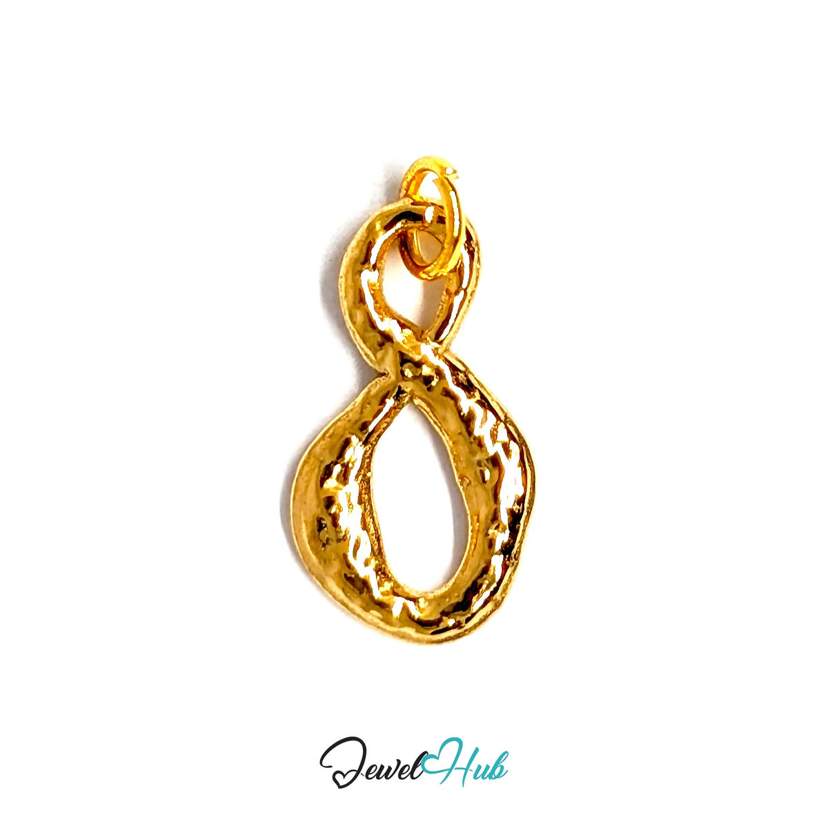 Textured infinity charm in gold-tone stainless steel - JewelHub