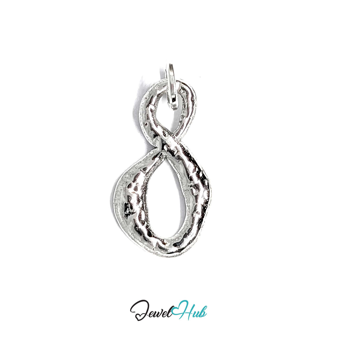 Textured infinity charm in silver-tone stainless steel - JewelHub