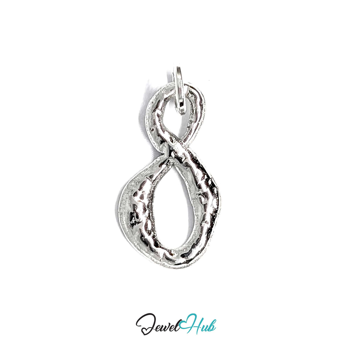 Textured infinity charm in silver-tone stainless steel - JewelHub