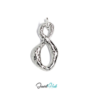 Textured infinity charm in silver-tone stainless steel - JewelHub