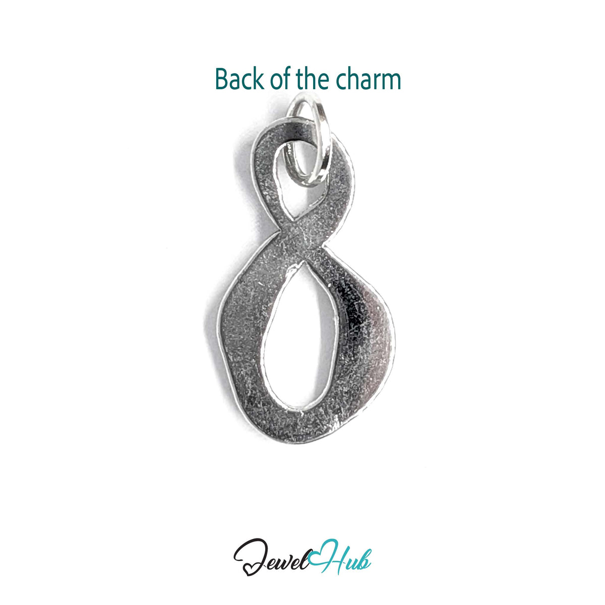 Back of the silver-tone textured infinity charm - JewelHub