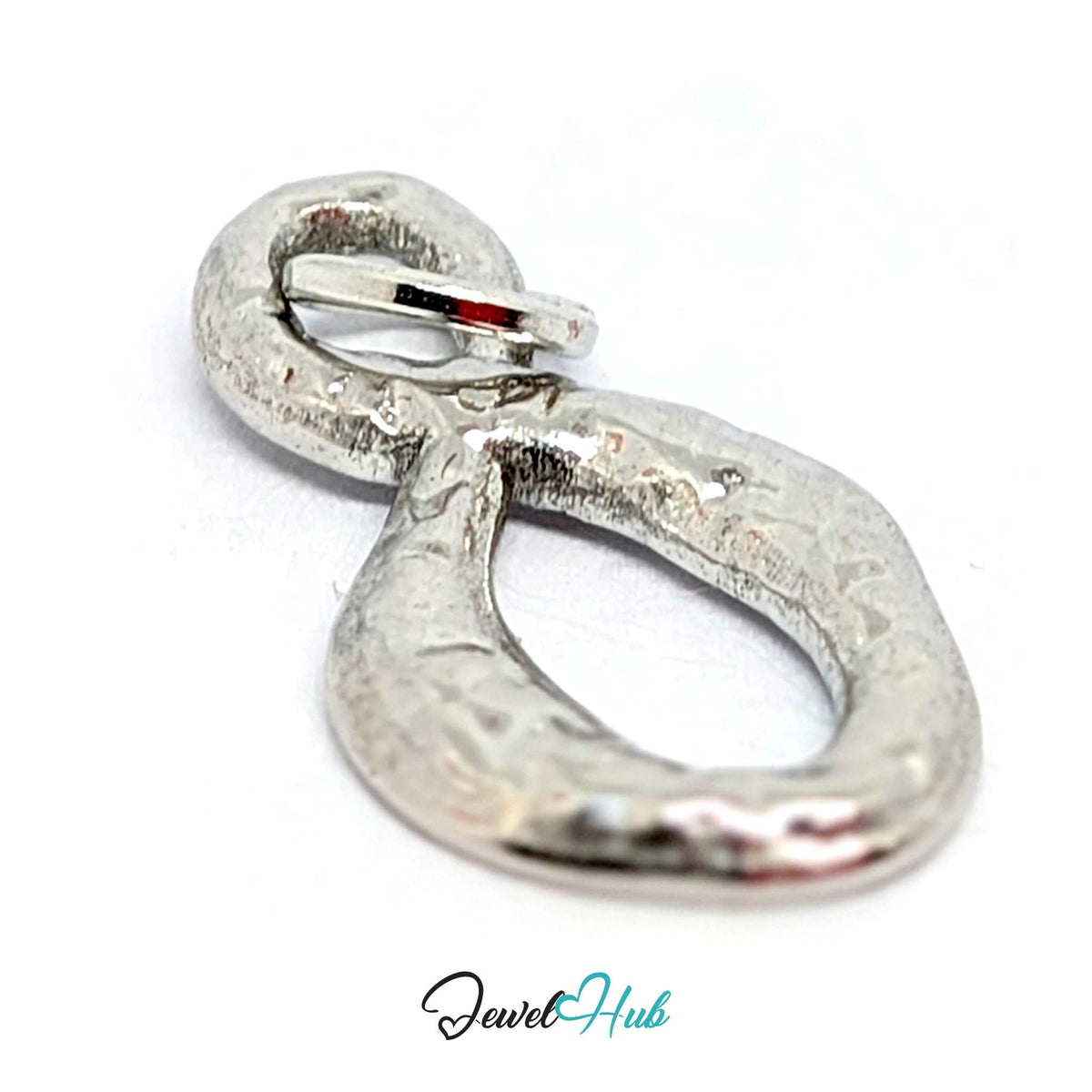 Side view of the silver-tone textured infinity charm - JewelHub