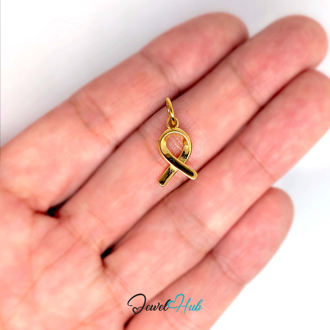 Ribbon charm in gold-tone stainless steel - JewelHub