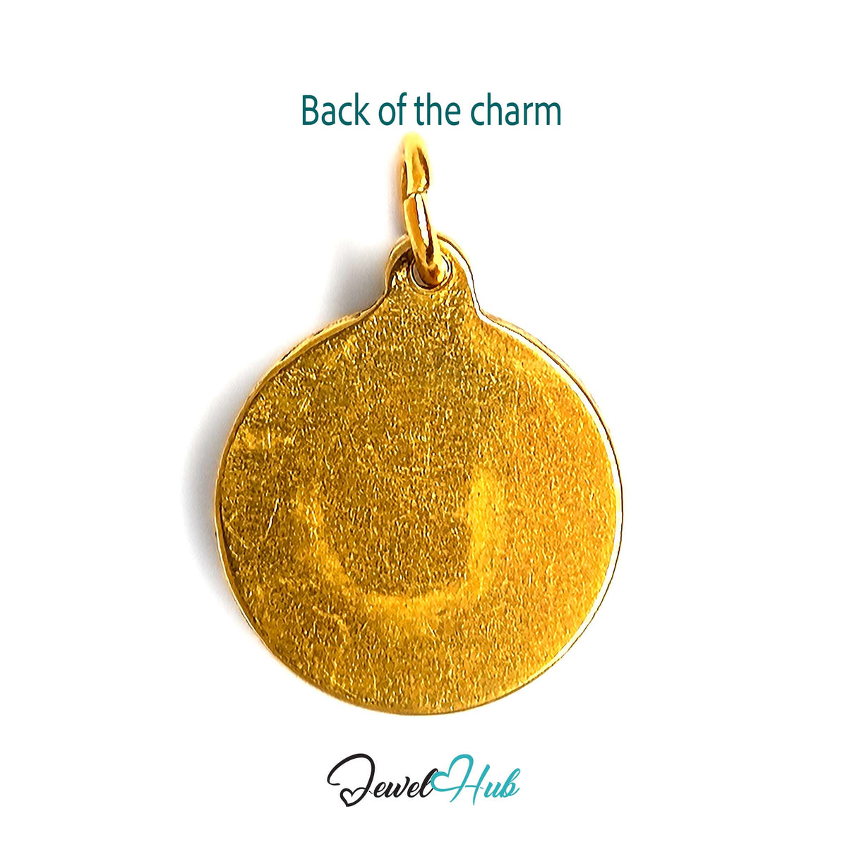 Back of the gold-tone sun medallion charm - JewelHub