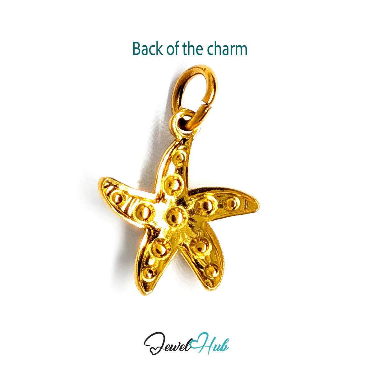 Back of the gold-tone crystal starfish charm - JewelHub