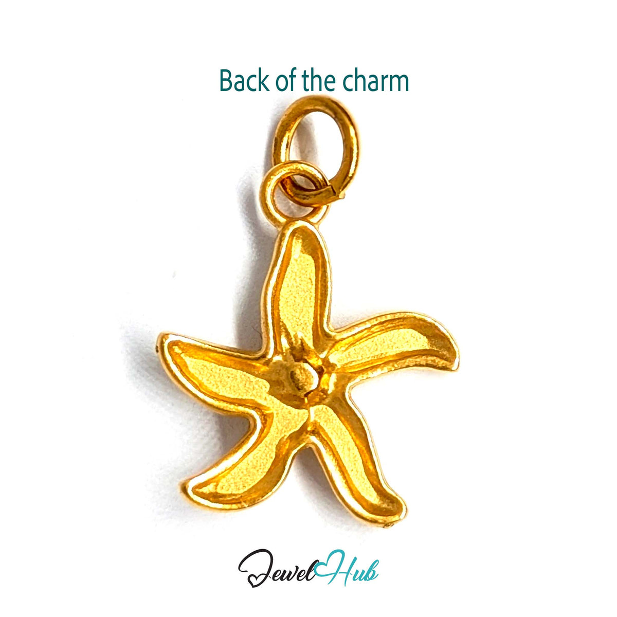 Back of the gold-tone textured starfish charm - JewelHub