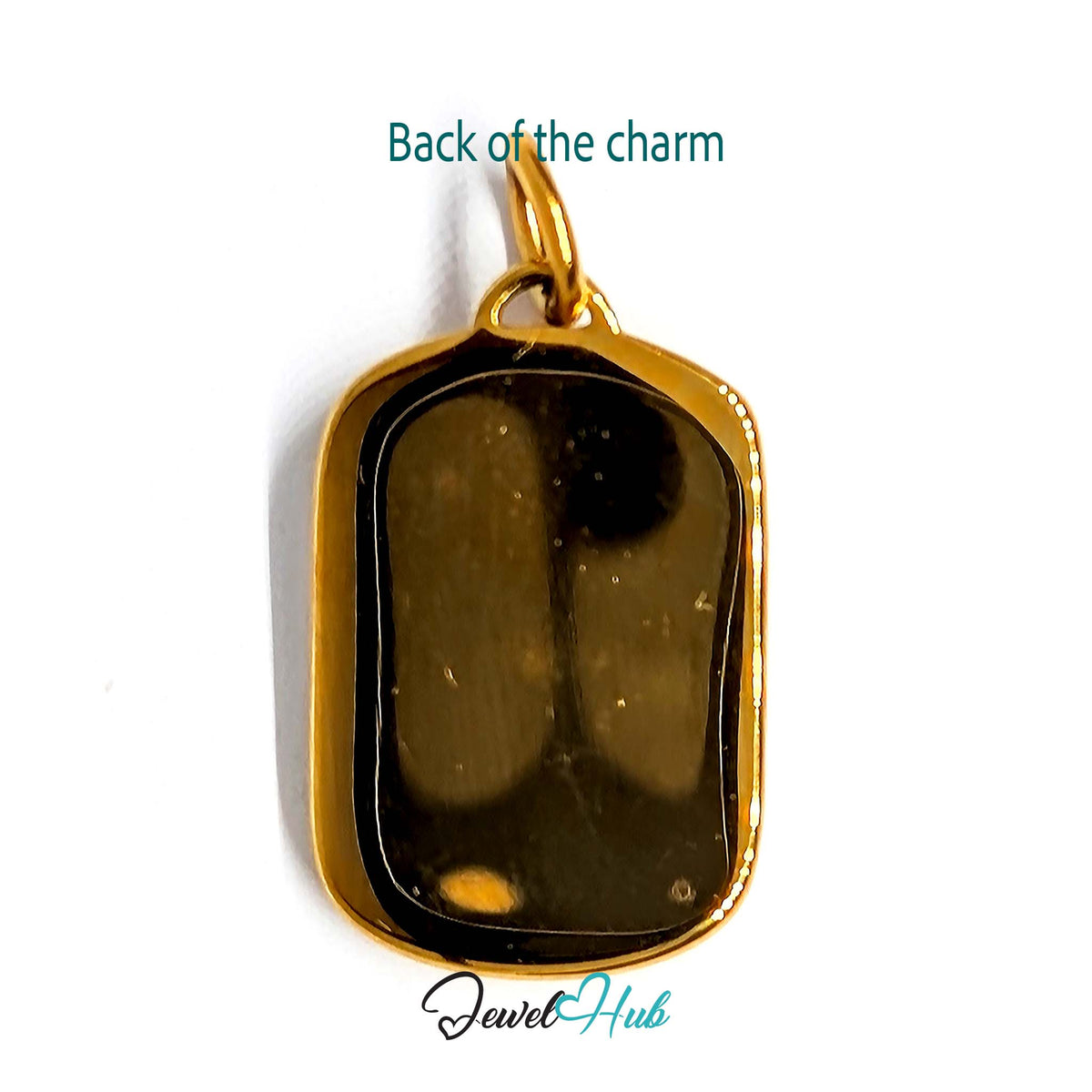Back of the gold-tone crystal star plate charm - JewelHub