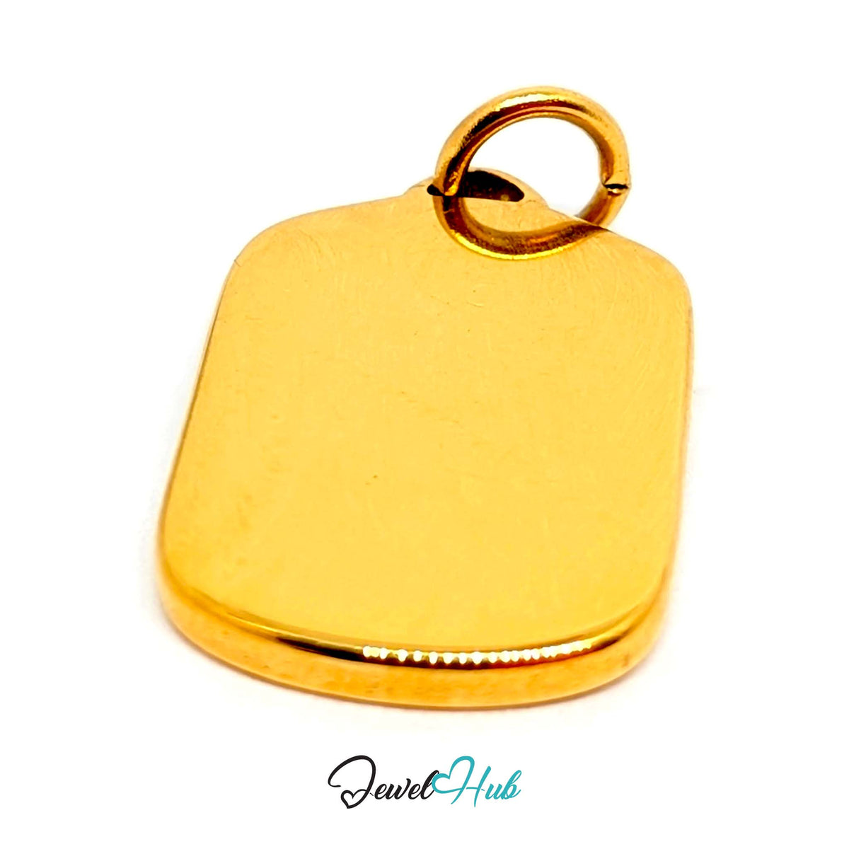 Side view of the gold-tone crystal star plate charm - JewelHub