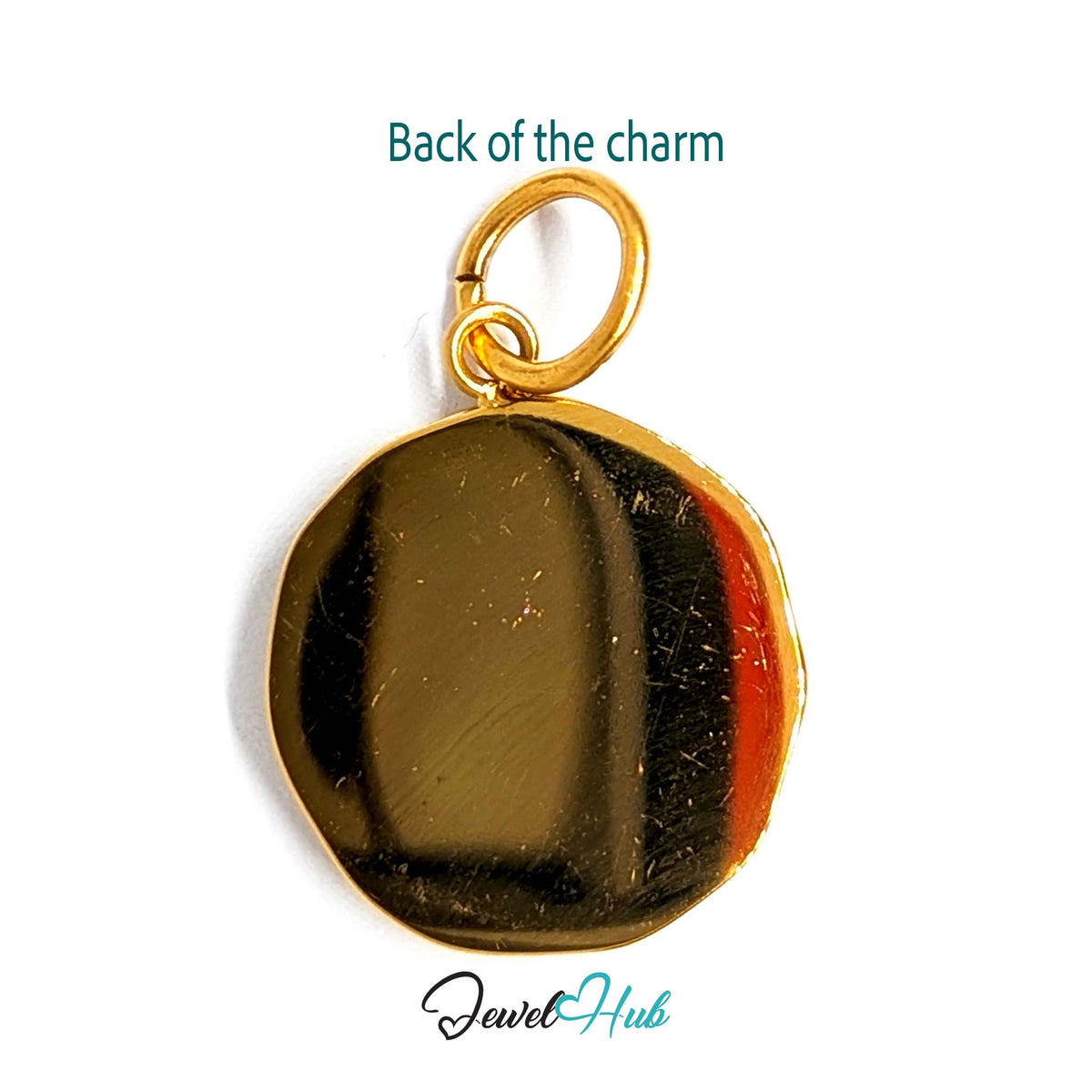 Back of the gold-tone white star round charm - JewelHub