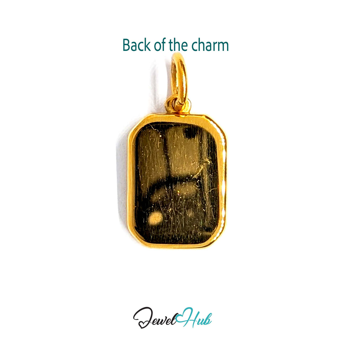 Back of the gold-tone white star tag charm - JewelHub