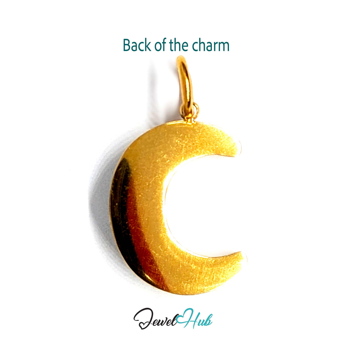 Back of the gold-tone crystal moon charm - JewelHub