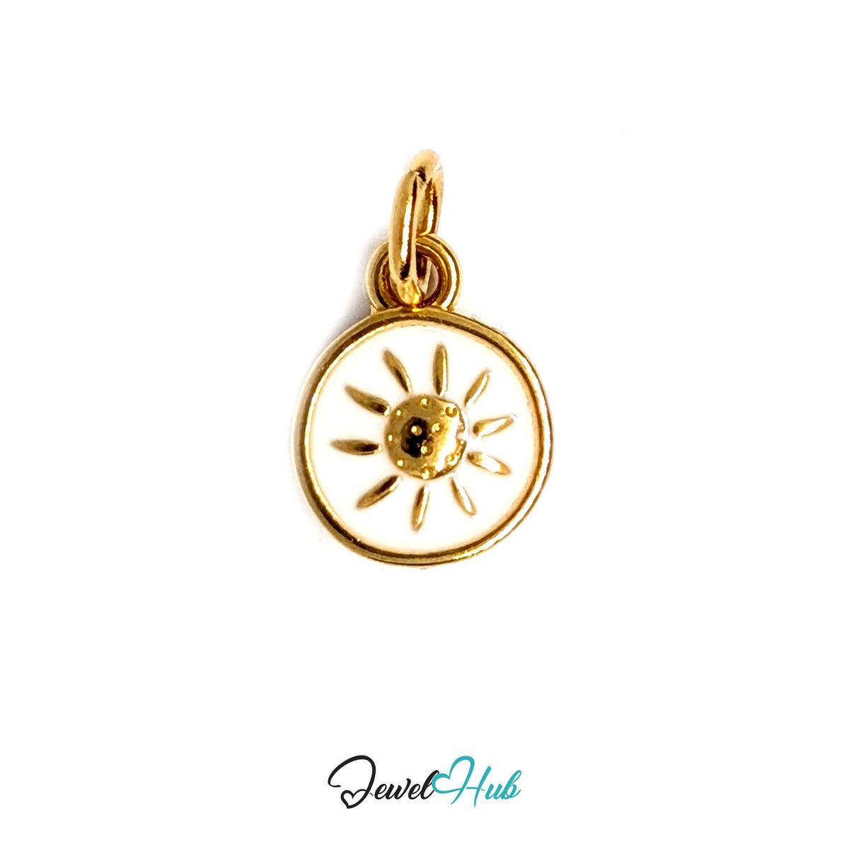 White sun charm in gold-tone stainless steel - JewelHub