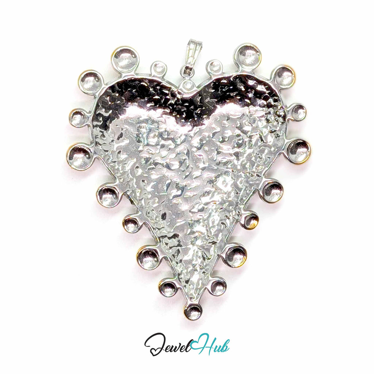 Giant Dotted Heart pendant in DuoTone stainless steel - back view - JewelHub