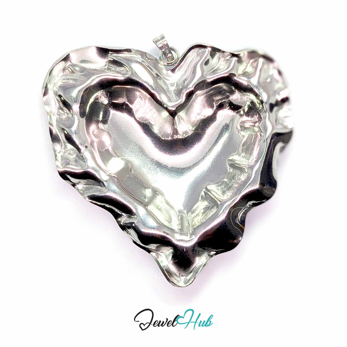 Giant Wrinkle Heart pendant in DuoTone stainless steel - back view - JewelHub