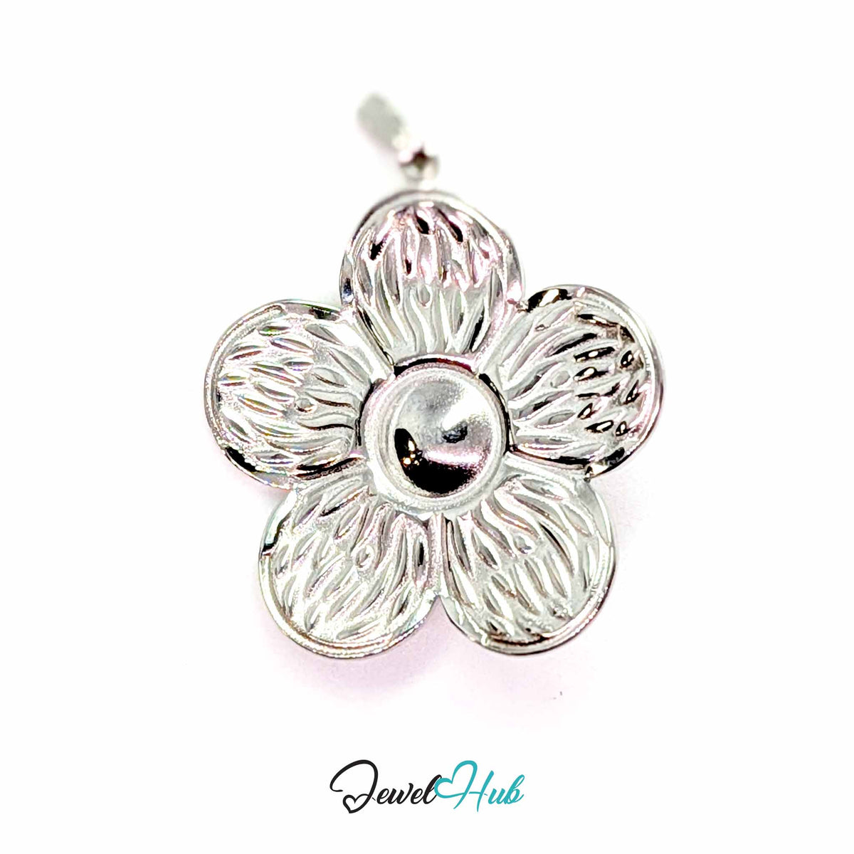 Pearl Flower pendant in DuoTone stainless steel - back view - JewelHub