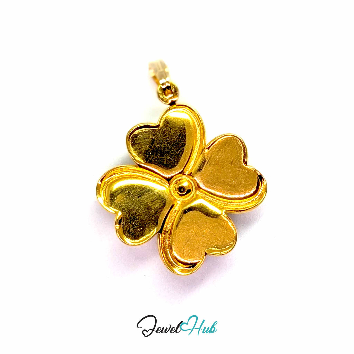 Pearl Four Leaf Clover pendant in gold-tone stainless steel - back view - JewelHub