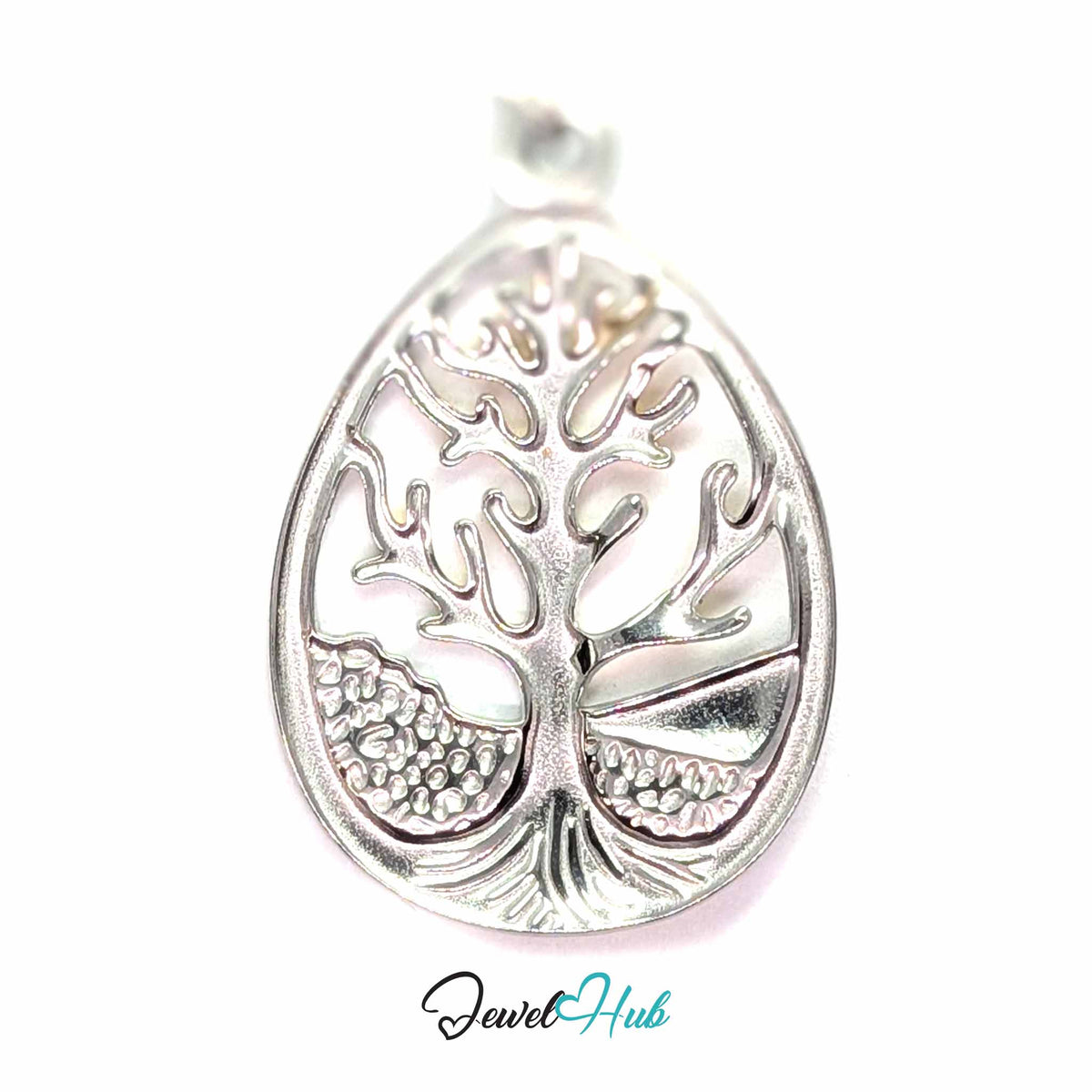 Tree of Life pendant in DuoTone stainless steel - back view - JewelHub