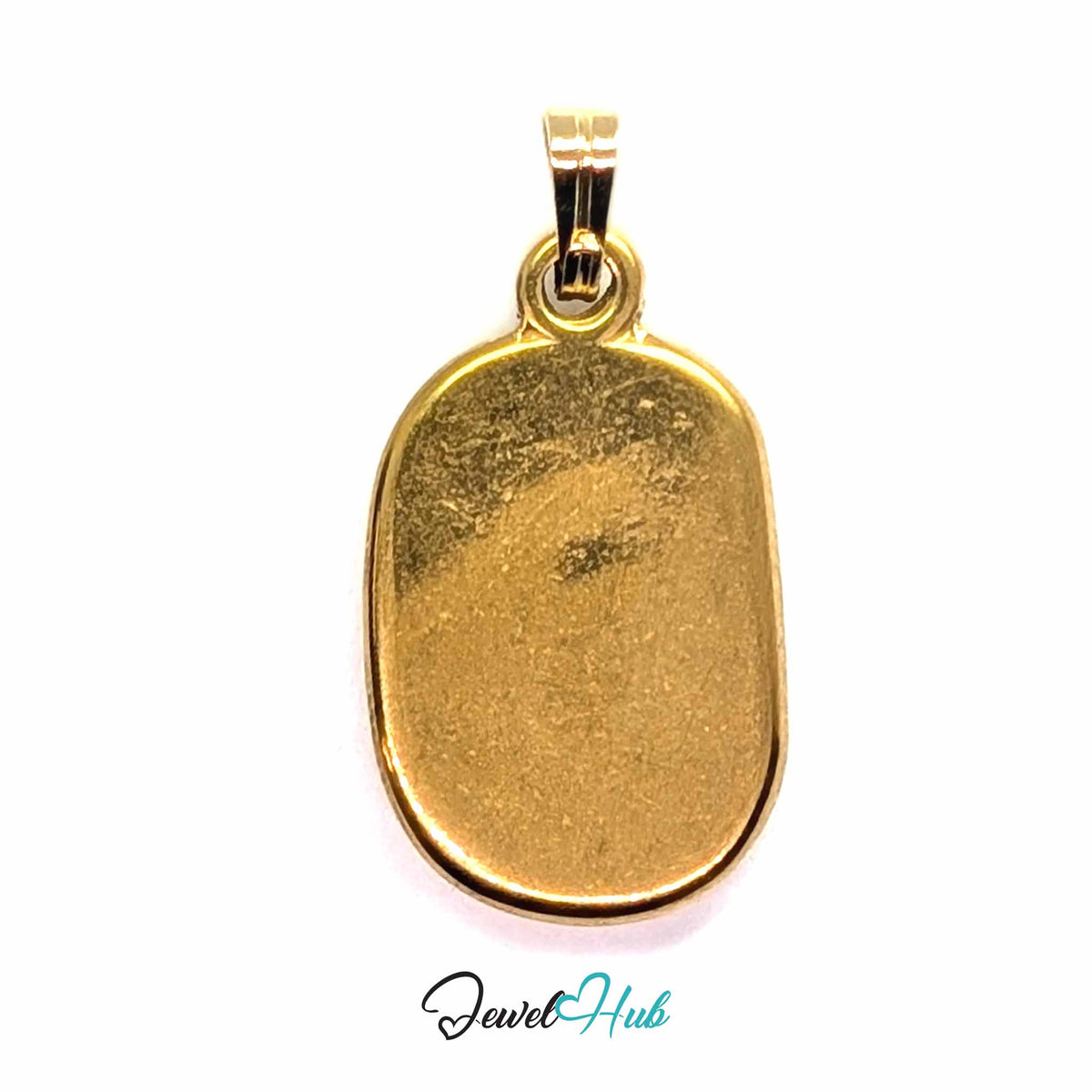 Gold Tulip Plate pendant in gold-tone stainless steel - back view - JewelHub