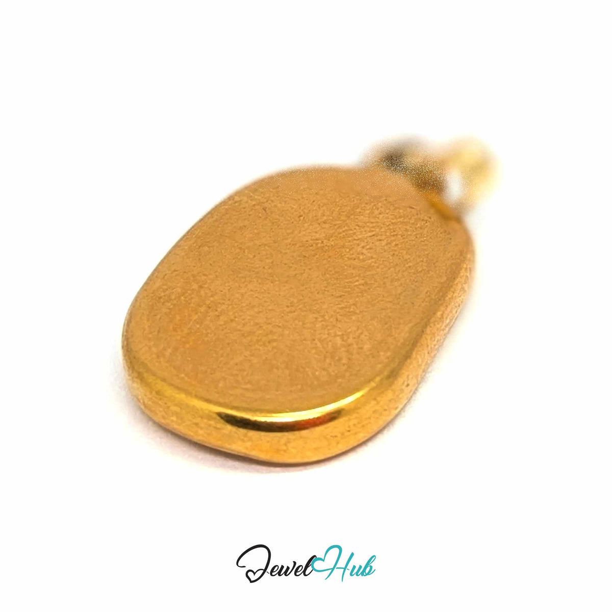 Gold Tulip Plate pendant in gold-tone stainless steel - angled close-up - JewelHub