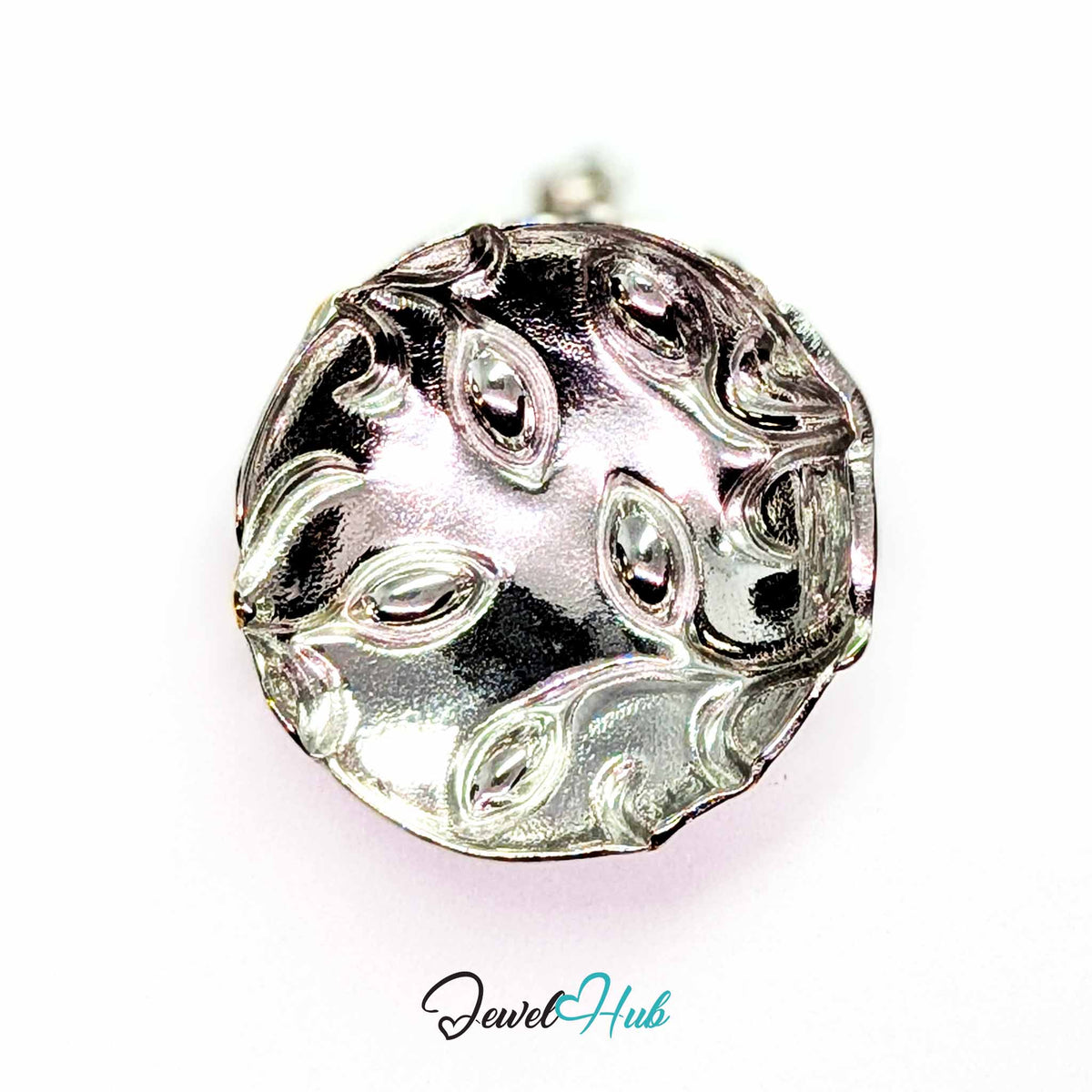 Green Crystal Branch pendant in DuoTone stainless steel - back view - JewelHub