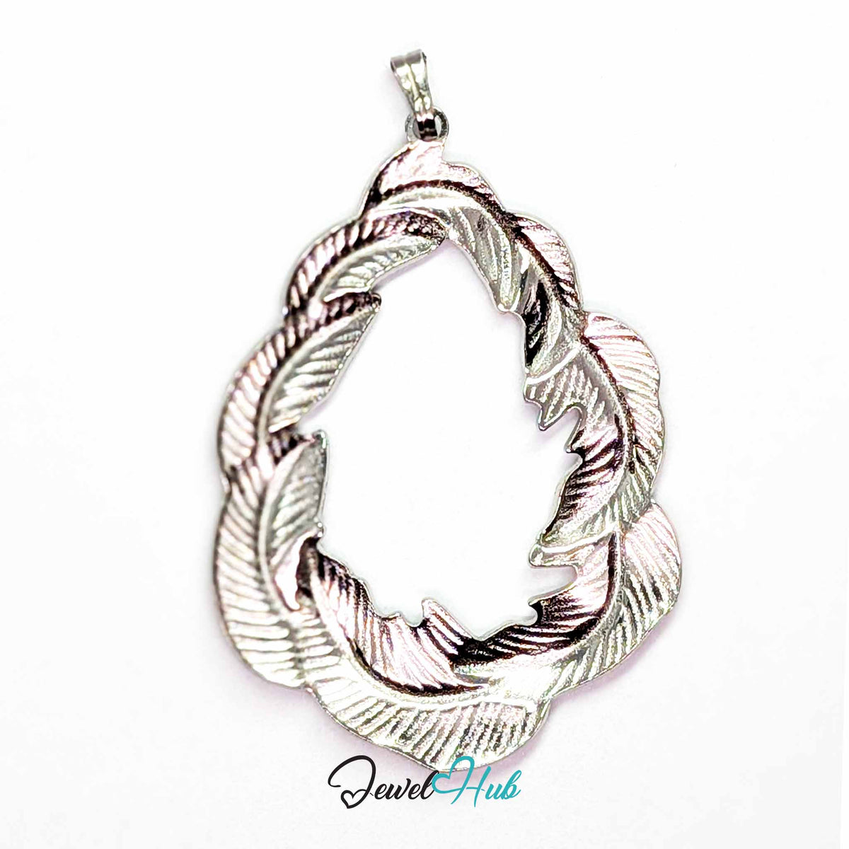 Leaf Wreath pendant in DuoTone stainless steel - back view - JewelHub