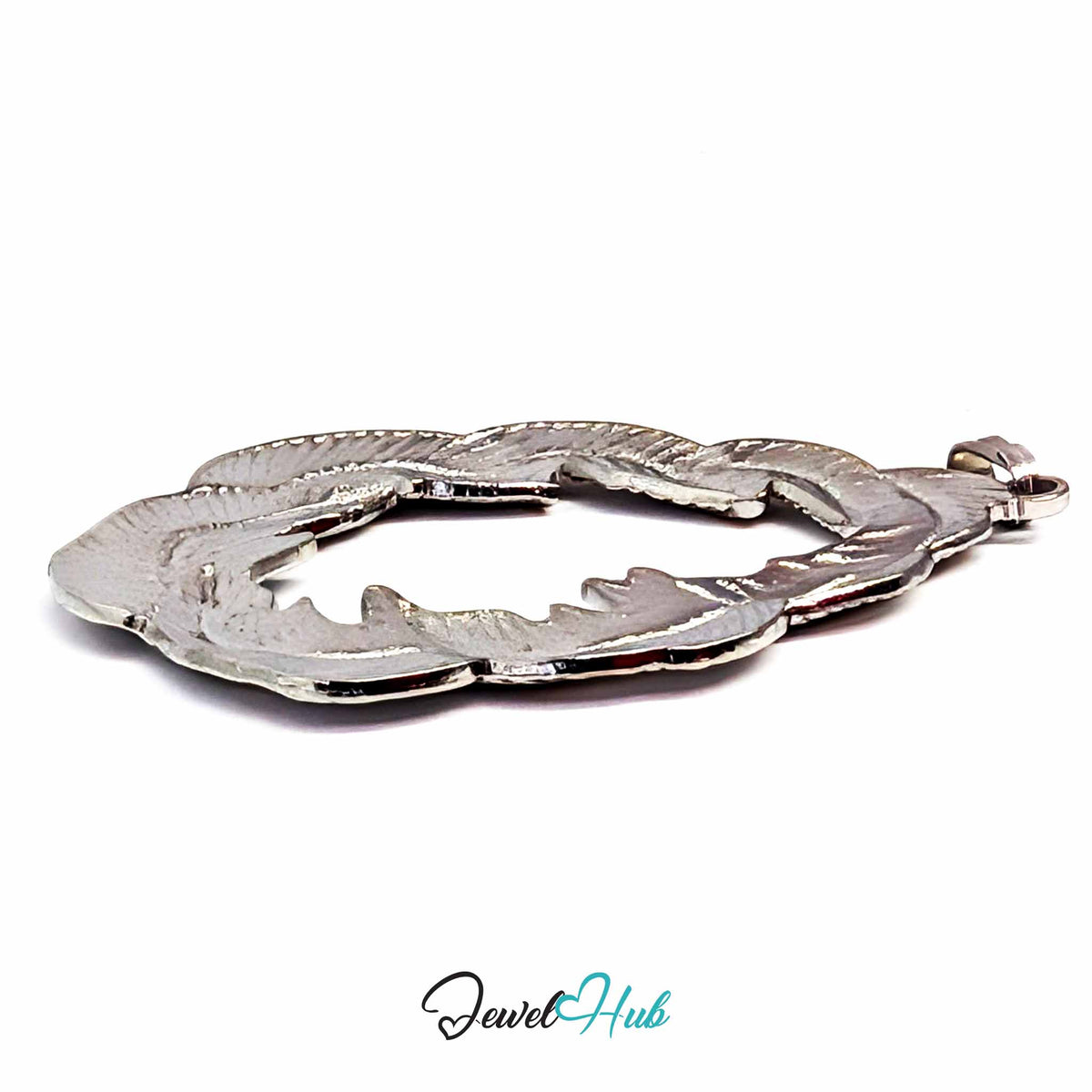 Leaf Wreath pendant in DuoTone stainless steel - angled close-up - JewelHub